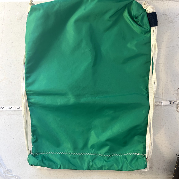 RE-SAILS Drawstring Backpack Original Recycled Seabag Handmade in RI Green White - Picture 5 of 5